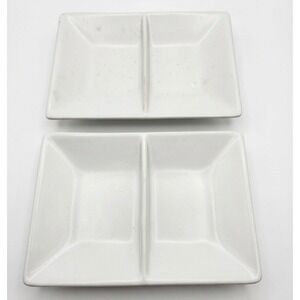 Chantal White Ceramic Divided Appetizer Dishes 91-FP17/4 6.75x5 Set of 2